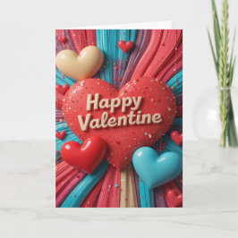 Färgglad hjärtvalentin Glad Alla Hjärtans Dag Kärl Helgkort