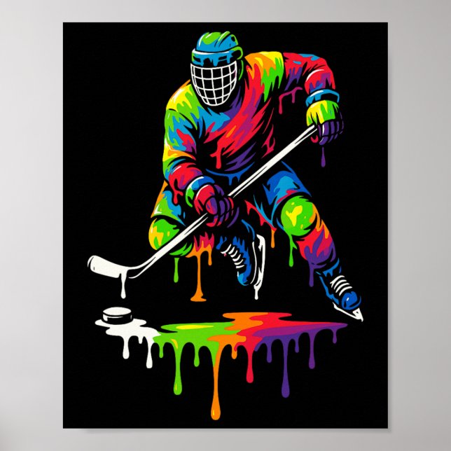 Färgglad Hockey Glass Drip Player  Poster (Framsidan)