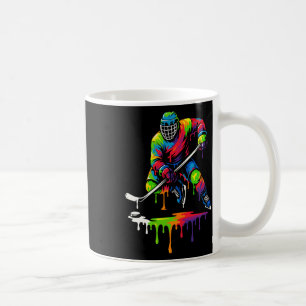 Färgglad Hockey Glass Isglass Droppande Spelare Kaffemugg
