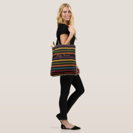 Färgglad horisontell linjer Totebag – Modern prese Tygkasse