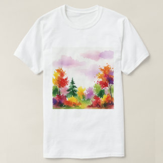 Färgglad höstscen t shirt