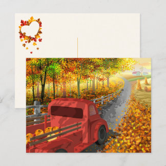 Färgglad höstscen vykort