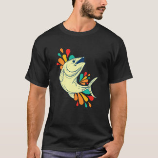 Färgglad Humoristisk Scen med Hoppande Fiskar och  T Shirt