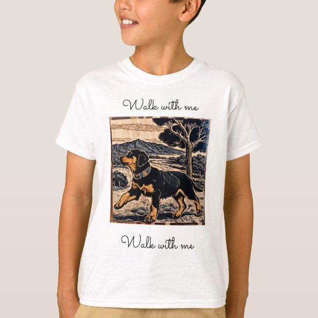 Färgglad hund barn t-shirt – Rollig valpgrafik tee (Framsida)