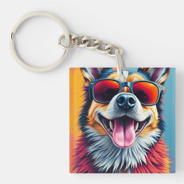 Färgglad hund med solglasögon (Framsidan)