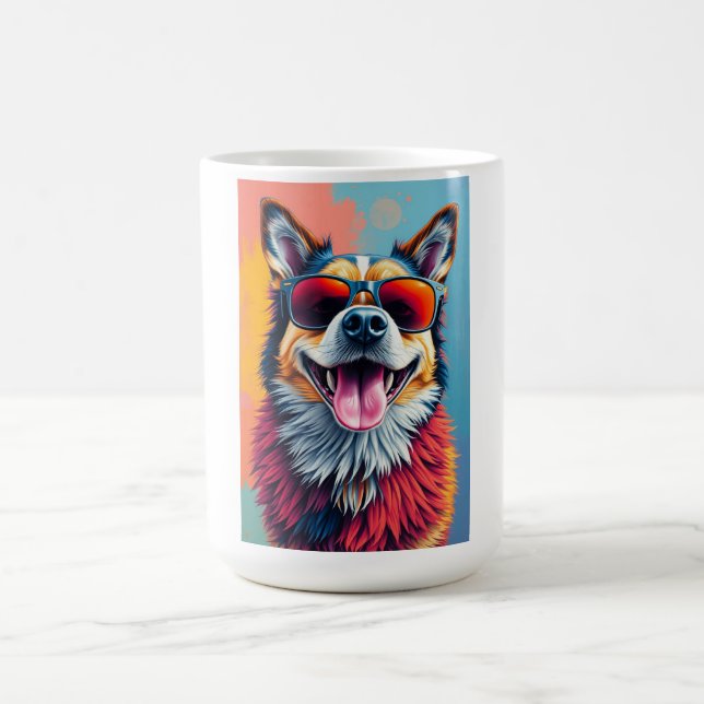 Färgglad hund med solglasögon kaffemugg (Center)