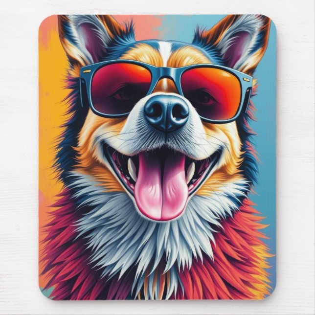 Färgglad hund med solglasögon musmatta (Framsidan)