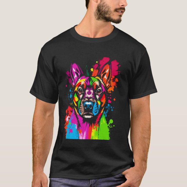Färgglad Hund T Shirt (Framsida)