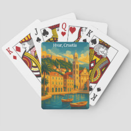 Färgglad Hvar Kroatien Vintage Resa Konst Casinokort