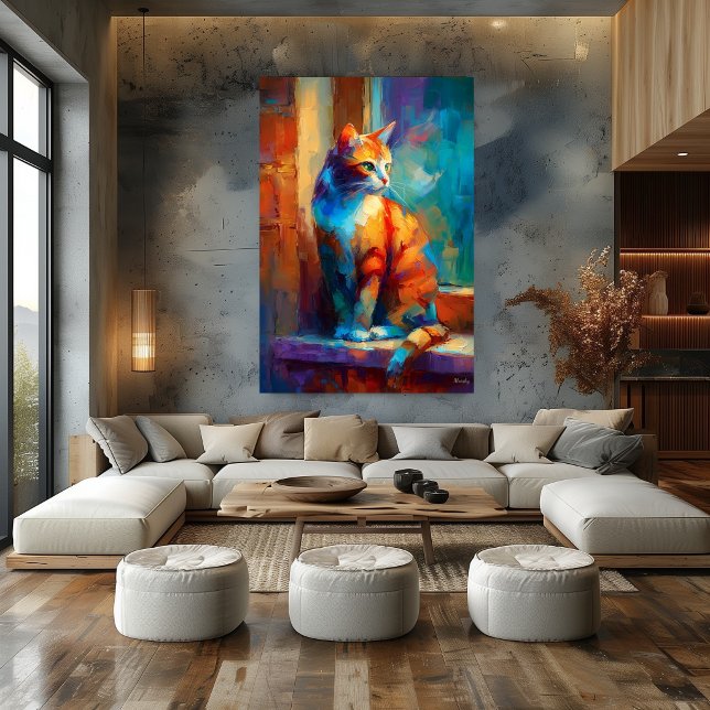 Färgglad Impressionistisk Katt Djur Målning Poster (Skapare uppladdad)
