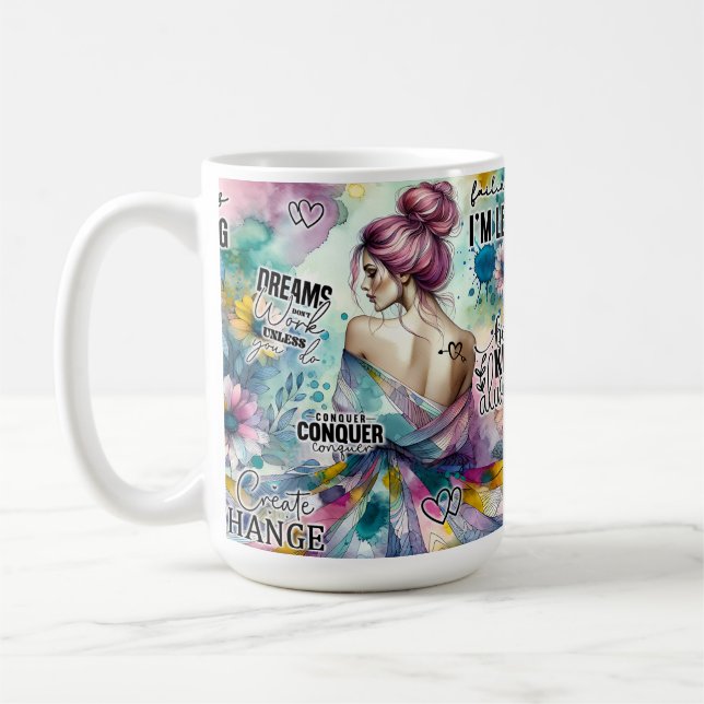 Färgglad Inspirerande Kvinna Kaffemugg (Vänster)