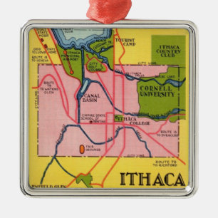 Färgglad Ithaca New York-ornament Julgransprydnad Metall