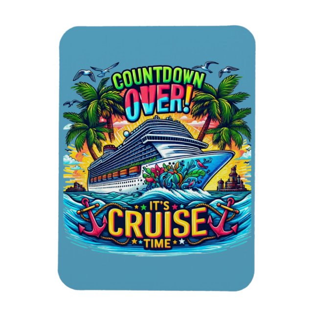Färgglad "It's Cruise Time" Nedräkning Kryssningsf Magnet (Vertikal)
