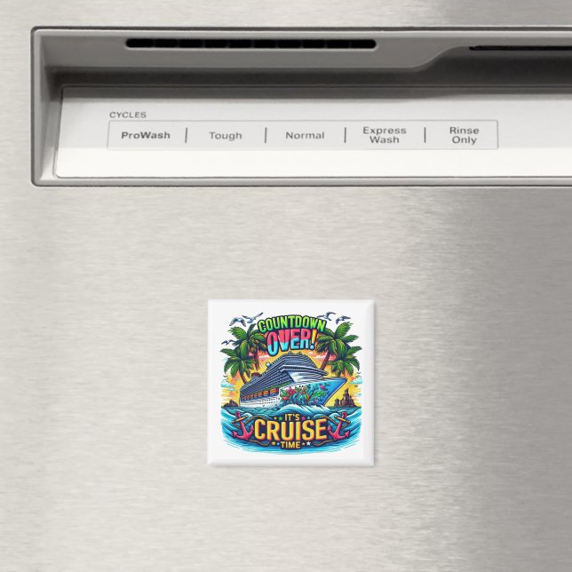 Färgglad "It's Cruise Time" Nedräkning Kryssningsf Magnet (In Situ (Dishwasher))