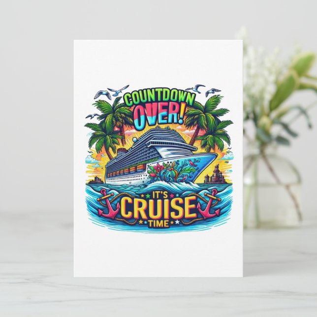 Färgglad "It's Cruise Time" Nedräkningskryssningsf Inbjudningar (Stående Fram)