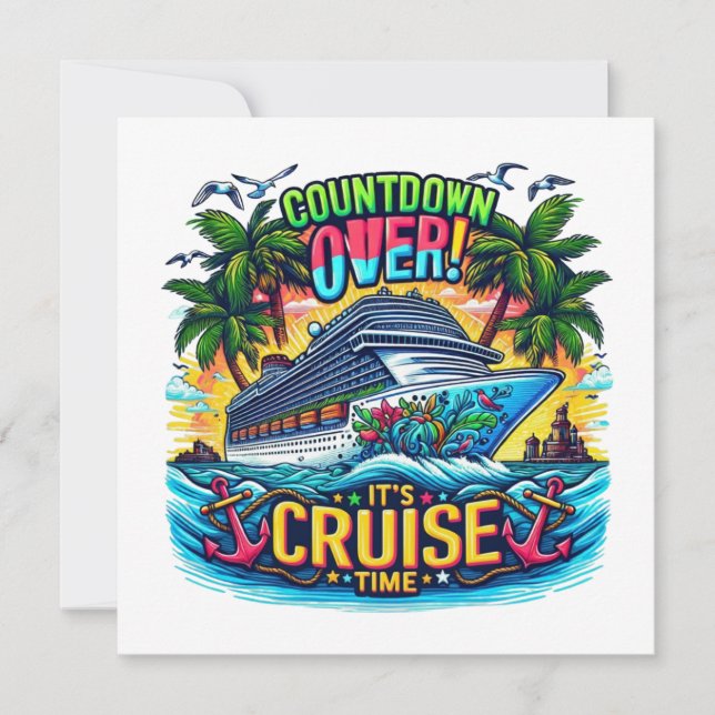 Färgglad "It's Cruise Time" Nedräkningskryssningsf Spara Datumet (Framsida)