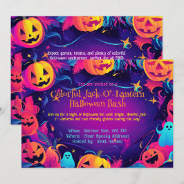 🎃Färgglad Jack-O'-Lantern Halloweenfest Inbjudningar