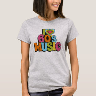 Färgglad Jag älskar 60-talsmusik för retro musik f T Shirt