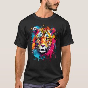 Färgglad Jaguar Vilda Djur Stor Katt Älskare Splas T Shirt
