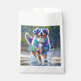 Färgglad jätteglad lekfull rolig hund, splash