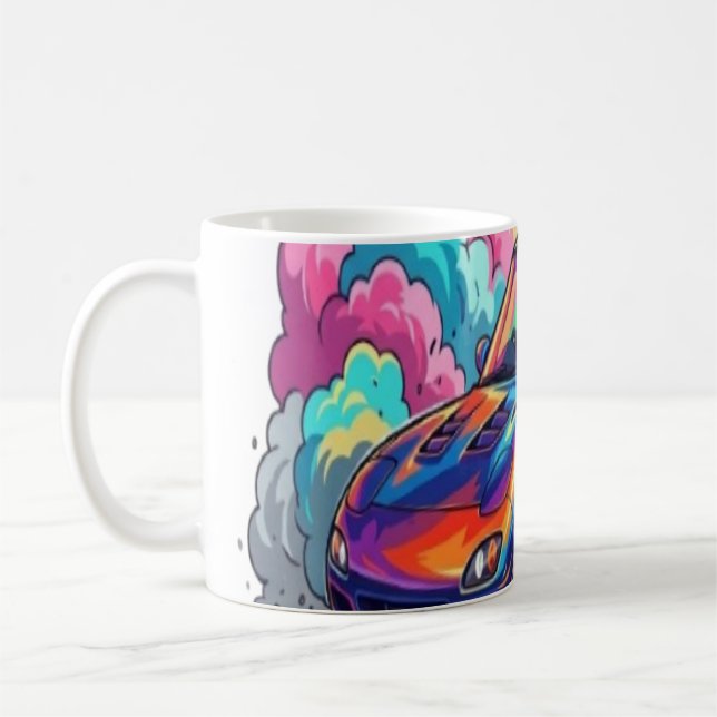 Färgglad JDM sportbil Drifting Neon Däck Rök V Kaffemugg (Vänster)
