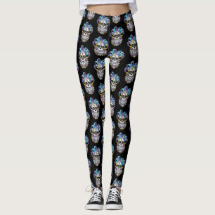 Färgglad Jester Dödskalle Leggings