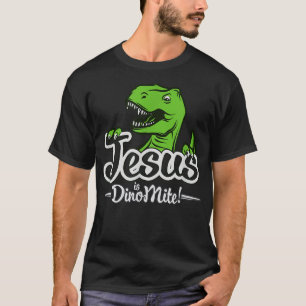 Färgglad Jesus är Dino Mite Kid's Youth Kristendom T Shirt