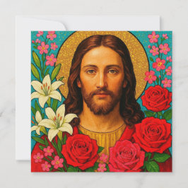 Färgglad Jesus välkomstkort.