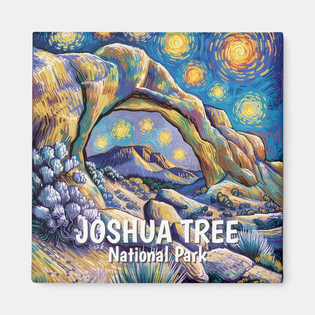 Färgglad Joshua Tree Arch Rock Landskapsbild Van G Magnet (Framsidan)