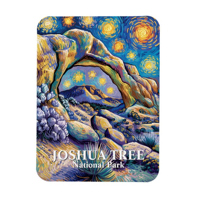 Färgglad Joshua Tree Arch Rock Modern Van Gogh Magnet (Vertikal)