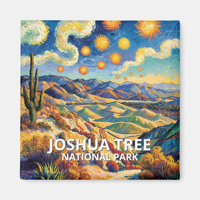 Färgglad Joshua Tree Keys View Van Gogh Landskap Magnet (Framsidan)