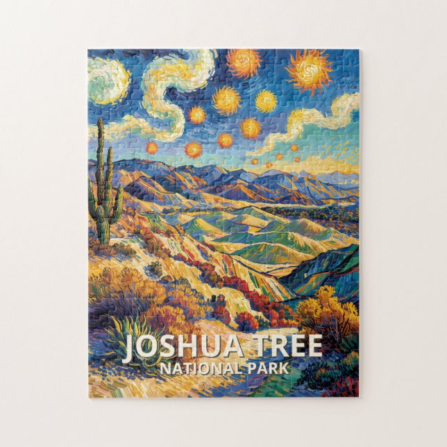 Färgglad Joshua Tree Keys View Van Gogh Landskap Pussel (Vertikal)
