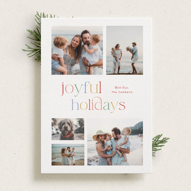 Färgglad Jul Glädjefull Typografi Foto Kort (Skapare uppladdad)