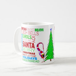 Färgglad jul tecknad ordkonst kaffemugg