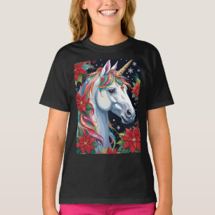 Färgglad julenhörning med julstjärnor t shirt