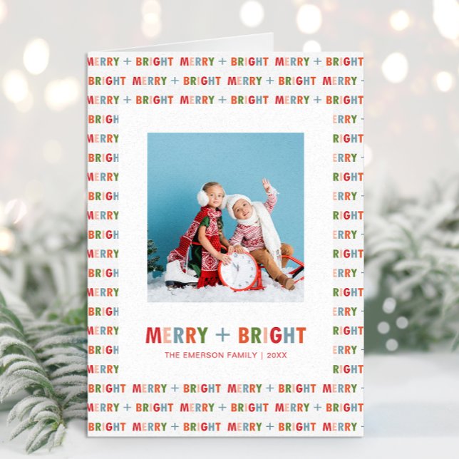 Färgglad julfotografisk högtidskort helgkort (Colorful Christmas Photo Holiday Card
)