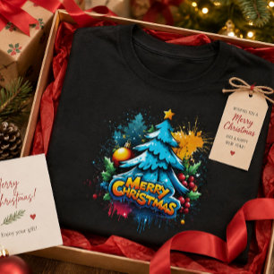 Färgglad Julgran Grafisk Festlig Unisex T Shirt