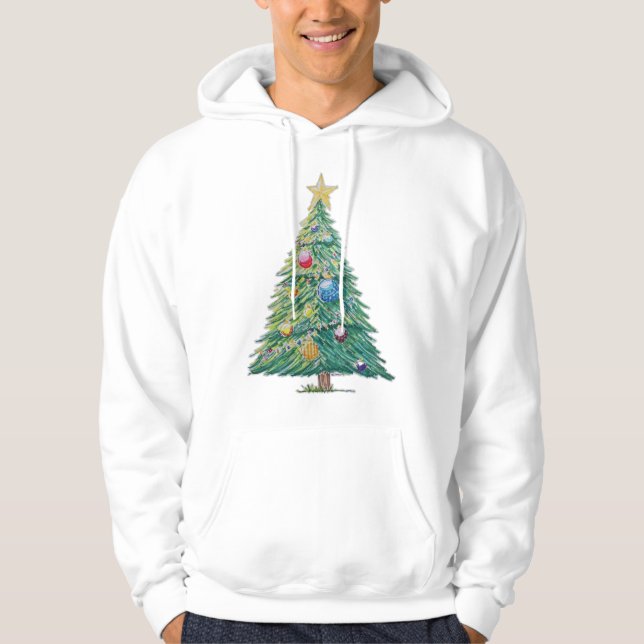 Färgglad julgran hoodie (Framsida)