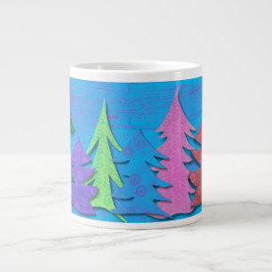 Färgglad julgran i skogen jumbo mugg