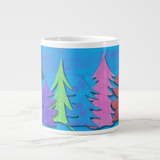Färgglad julgran i skogen jumbo mugg (Framsidan)