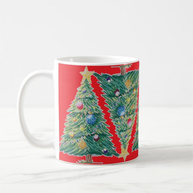 Färgglad julgran kaffemugg (Vänster)