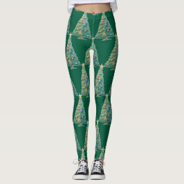 Färgglad julgran leggings