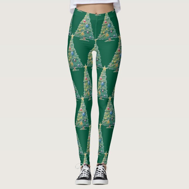 Färgglad julgran leggings (Framsida)