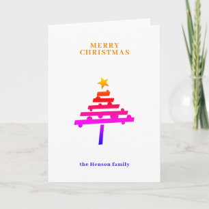 Färgglad julgran Minimalistisk familj Helgkort