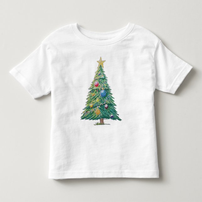 Färgglad julgran t shirt (Framsida)