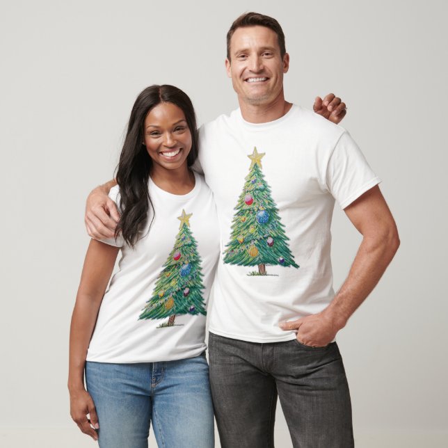 Färgglad julgran t shirt (Unisex)