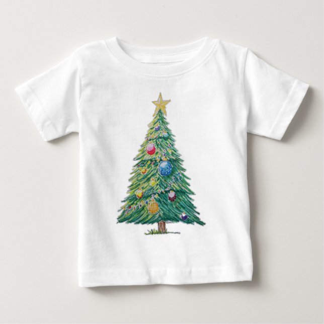 Färgglad julgran t shirt (Framsida)