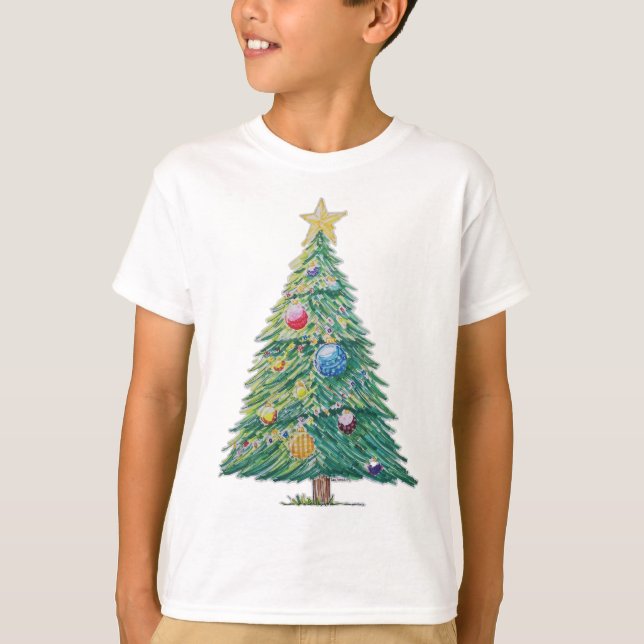 Färgglad julgran t shirt (Framsida)
