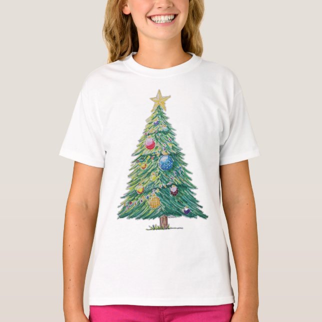 Färgglad julgran t shirt (Framsida)