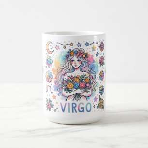 Färgglad Jungfrun Zodiak Astrologi Blomma Kaffemugg